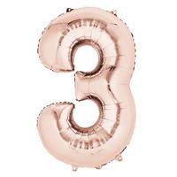 Supershape Rose Gold Number 3 Helium Balloon