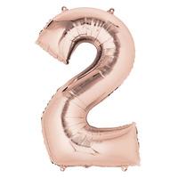 Supershape Rose Gold Number 2 Helium Balloon