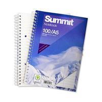 Summit Notebook Wirebound Ruled Punched Perforated Margin 60gsm 100 Pages A5 (Pack 10)