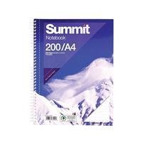 Summit (A4) Double Wirebound Notebook Punched Perforated Ruled Margin 60gsm 200 Pages (Pack 3)