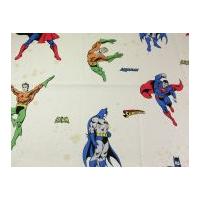 Superheroes Print Cotton DC Comics Fabric Cream