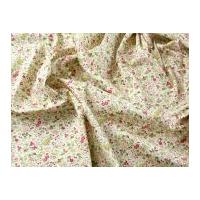 Summer Garden Floral Print Cotton Poplin Dress Fabric Cream