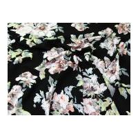 Summer Floral Print Stretch Jersey Knit Dress Fabric Black
