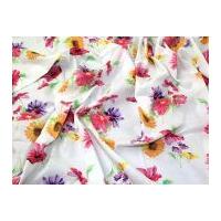 Summer Style Floral Print Fine Cotton Voile Dress Fabric White