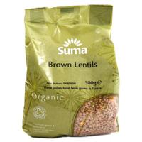 suma prepacks organic brown lentils 500g