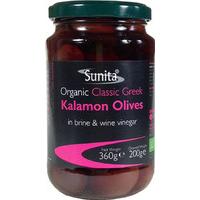 sunita organic kalamata olives 360g