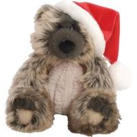 Suki Monty Bear Wearing Santa Hat ~ Small Two-Tone Charcoal Colour Soft Toy