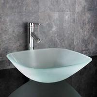 Surface Mounted 39cm Frosted Glass Square Terme Washbasin