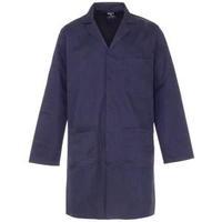 supertouch large lab coat polycotton with 3 pockets navy 57013