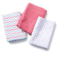 Summer Infant SwaddleMe Muslin Blankets Zig Zag, Pink and Multi Dot - 3 pack