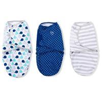 Summer Infant SwaddleMe Original Swaddle Whales, Blue Stars and Grey Stripe - Small 3 pack