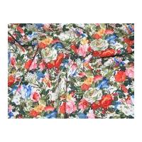 Summer Garden Floral Print Stretch Cotton Dress Fabric Multicoloured