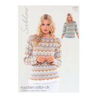 Sublime Ladies Sweaters Egyptian Cotton Knitting Pattern 6084 DK