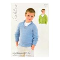 Sublime Boys Sweater & Cardigan Egyptian Cotton Knitting Pattern 6078 DK