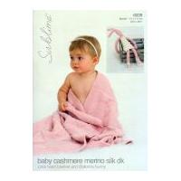 Sublime Baby Blanket & Bunny Toy Cashmere Merino Silk Knitting Pattern 6009 DK