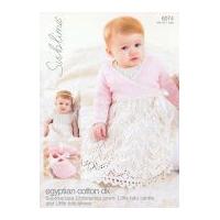 Sublime Baby Christening Gown, Cardigan & Shoes Egyptian Cotton Knitting Pattern 6074 DK