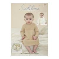Sublime Baby Dress & Shoes Cashmere Silk Merino Knitting Pattern 6115 4 Ply