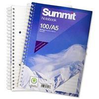 Summit (A5) Notebook Wirebound Ruled Punched Perforated Margin 60gsm 100-Pages (Pack of 10)
