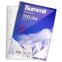 Summit (A4) Notebook Wirebound Ruled Punched Perforated Margin 60gsm 100-Pages (Pack of 10)