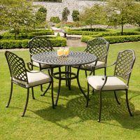 suntime buckingham 90cm brown cast aluminium set with 4 chairs