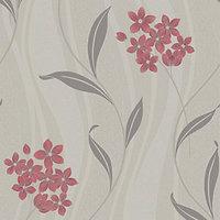 Superfresco Colour Elise Decorative Wallpaper Coral/Grey