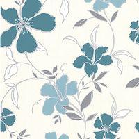 Superfresco Easy Rapture Decorative Wallpaper Teal/Silver