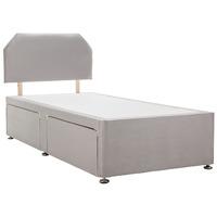 Superior Comfort Sprung Memory Divan Bed with Drawers and Headboard - Small Single - Slate