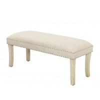 Susan Dining Bench In Neutral Fabric With Diamanté
