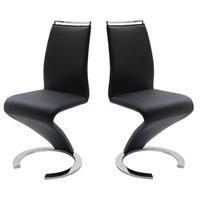 Summer Z Shape Dining Chair In Black Faux Leather in A Pair