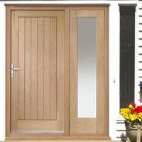 suffolk exterior flush oak door and frame set with one side screen and ...