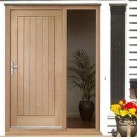 suffolk flush oak door and frame set with one unglazed side screen