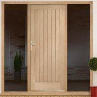 Suffolk Flush Oak Door and Frame Set with Two Unglazed Side Screens