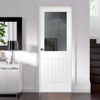 Suffolk Door is White Primed with Clear Safety Glass