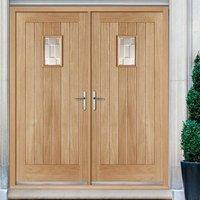 Suffolk Oak External Double Door and Frame Set with Frosted Double Glazing