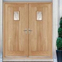 suffolk oak external double door and frame set with frosted double gla ...