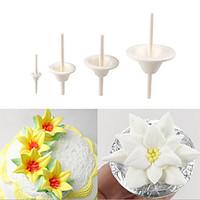 Sugar Fondant Flowers Die Tools Accessories Lily Flower Pin Receptacle Cake Decorating, Set of 4