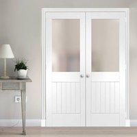 Suffolk 1L Door Pair - Clear Glass - White Primed