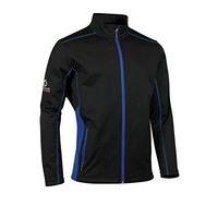 Sunderland Mens Matterhorn Stripe Detail Lightweight Bonded Fleece Golf Jacket in Black/Electric Blue Medium