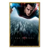 Superman Man Of Steel One Sheet Style Poster Oak Framed - 96.5 x 66 cms (Approx 38 x 26 inches)