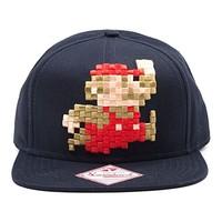 Super Mario SB140247NTN Nintendo 3D Pixel Retro Embroidered Mario Snapback Cap (One Size)