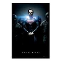 Superman Man Of Steel Handcuffs Poster Black Framed - 96.5 x 66 cms (Approx 38 x 26 inches)