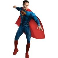 Superman - Costume with Muscle Insets, Party Costume, Cloak, Cape, Greaves