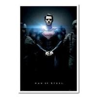 Superman Man Of Steel Handcuffs Poster White Framed - 96.5 x 66 cms (Approx 38 x 26 inches)