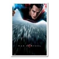 Superman Man Of Steel One Sheet Style Poster White Framed - 96.5 x 66 cms (Approx 38 x 26 inches)