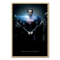 Superman Man Of Steel Handcuffs Poster Beech Framed - 96.5 x 66 cms (Approx 38 x 26 inches)