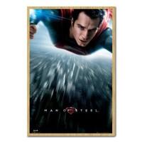 Superman Man Of Steel One Sheet Style Poster Beech Framed - 96.5 x 66 cms (Approx 38 x 26 inches)