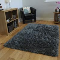 Superior Quality Soft Grey Fluffy Faux Sheepskin Modern Rug - Deluxe Slate FF 80x150