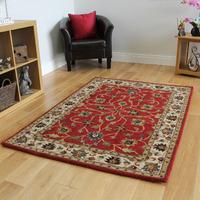 Superior Quality Red & Beige Antique Style Traditional Floral Print Rug - Ascot Red FF 80x150