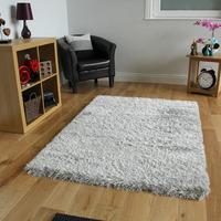 Super Soft High Shine Silver Grey Dense Shaggy Rugs - Calgary 240cmx340cm (7ft 10\