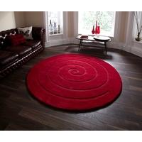 Sumptuous Dense Dark Red 100% Wool Circular Rug - Lena 180cm(5ft\'11\